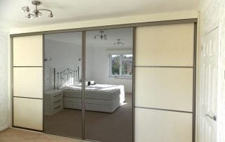 Fitted Bedroom Furniture 17 cream and metal custom sliding door wardrobe