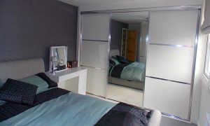 white mirrored aluminium sliding wardrobe door