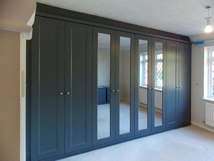 beautiful custom fitted-wardrobe with hinged-doors fashionable grey